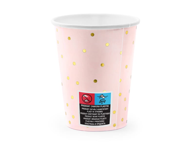 Partydeco Kubeczki Kropki Jasny Roz 260 Ml 1 Op 6 Szt