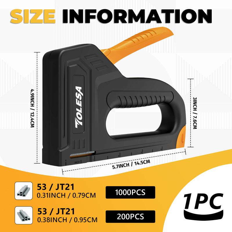TOLESA Heavy Duty Staple Gun Kit 4 in 1 Upholstery Manual Stapler Gun with 2000 Staples for Wood Carpentry Crafts Wall DIY