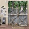 Rustic Wooden Barn Door With Vines And Lights Pattern Waterproof Shower Curtain 180X200Cm Farmhouse Style Bath Home Decor