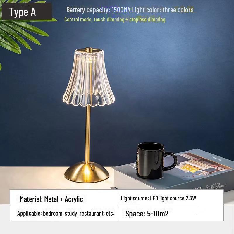 

Медно-золотая ретро-нордическая акриловая прикроватная лампа для зарядки 2.5W