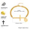 Vnox Heilige Maria St. Benedikt Kreuz Armband für Damen, Edelstahl Goldfarbe Perlenketten Armbänder, Christus Gebets Schmuck