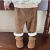 Jungen Mädchen Winter Samt Kord Kordhose Kinder Kleine Bär Cartoon Mittlere Taille Warm Pantalone Baggy Dick Plüsch Kinder Hose