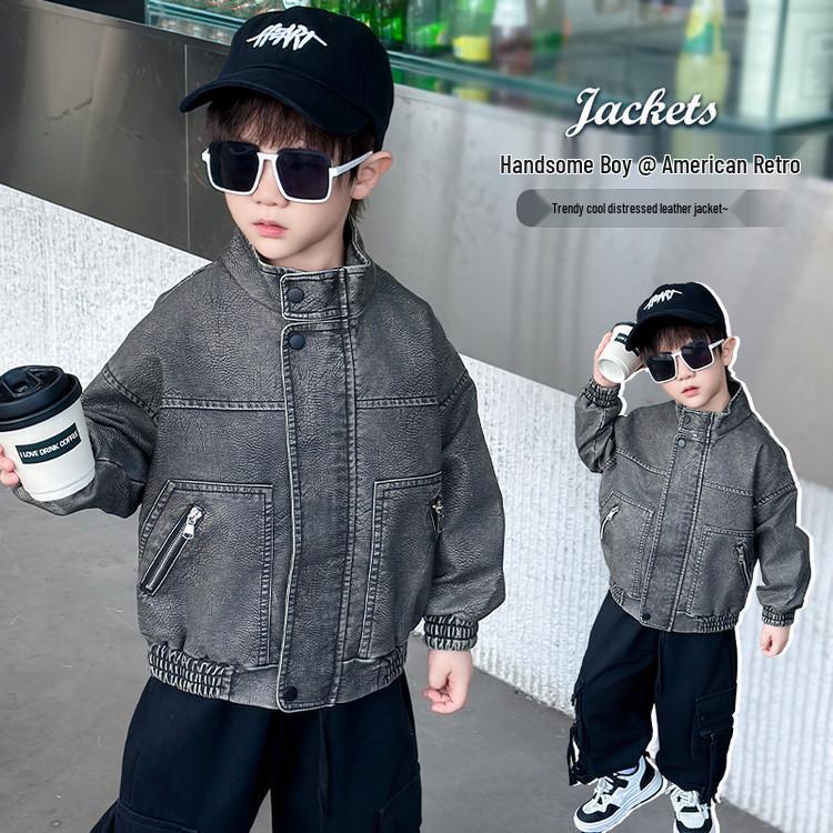 2026 Koreanische Retro Leder Jungen Warme Reißverschlussjacke - Trendiges Frühling/Herbst Marken Design