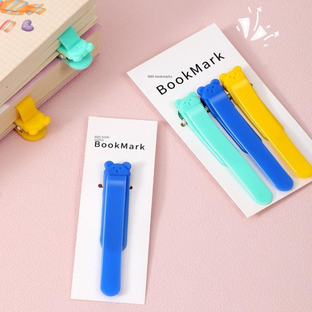Cute Bear Bookmark Clip Automatically Follows Silicone Book Markers Stationery Supplies Page Flipping for Student