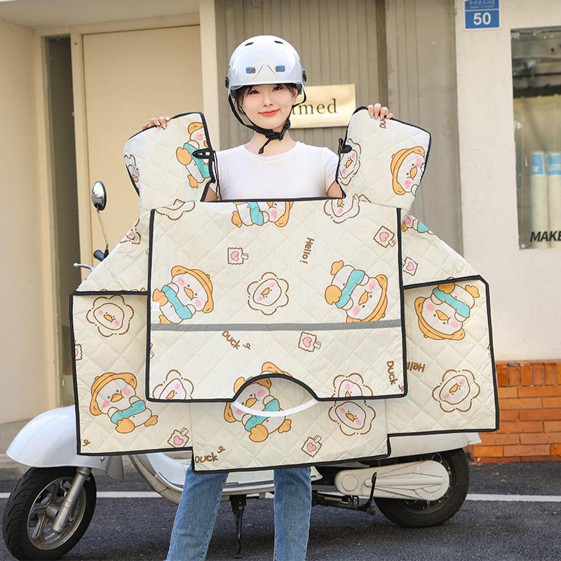 Windschutzscheibe für Elektrofahrrad: Sommer-Sonnenschutz, Sonnenschutzmittel, Winddicht, Doppelseitige wasserdichte Steppdecke für Frühling & Herbst.