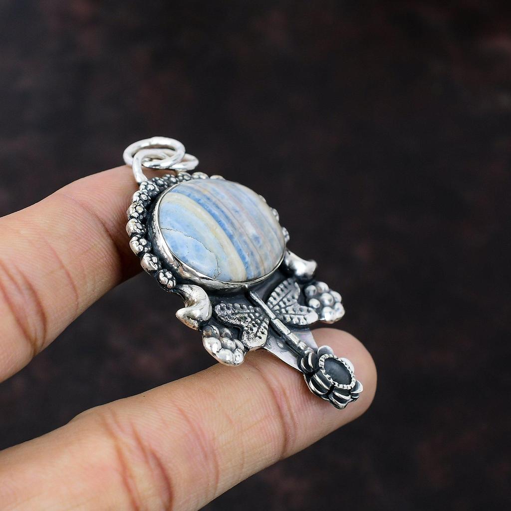 Blue Scheelite Pendant 925 Sterling Silver Pendant Beautiful Gemstone Pendant Handmade Jewelry Gift For Her Silver Jewelry Dragonfly Pendant