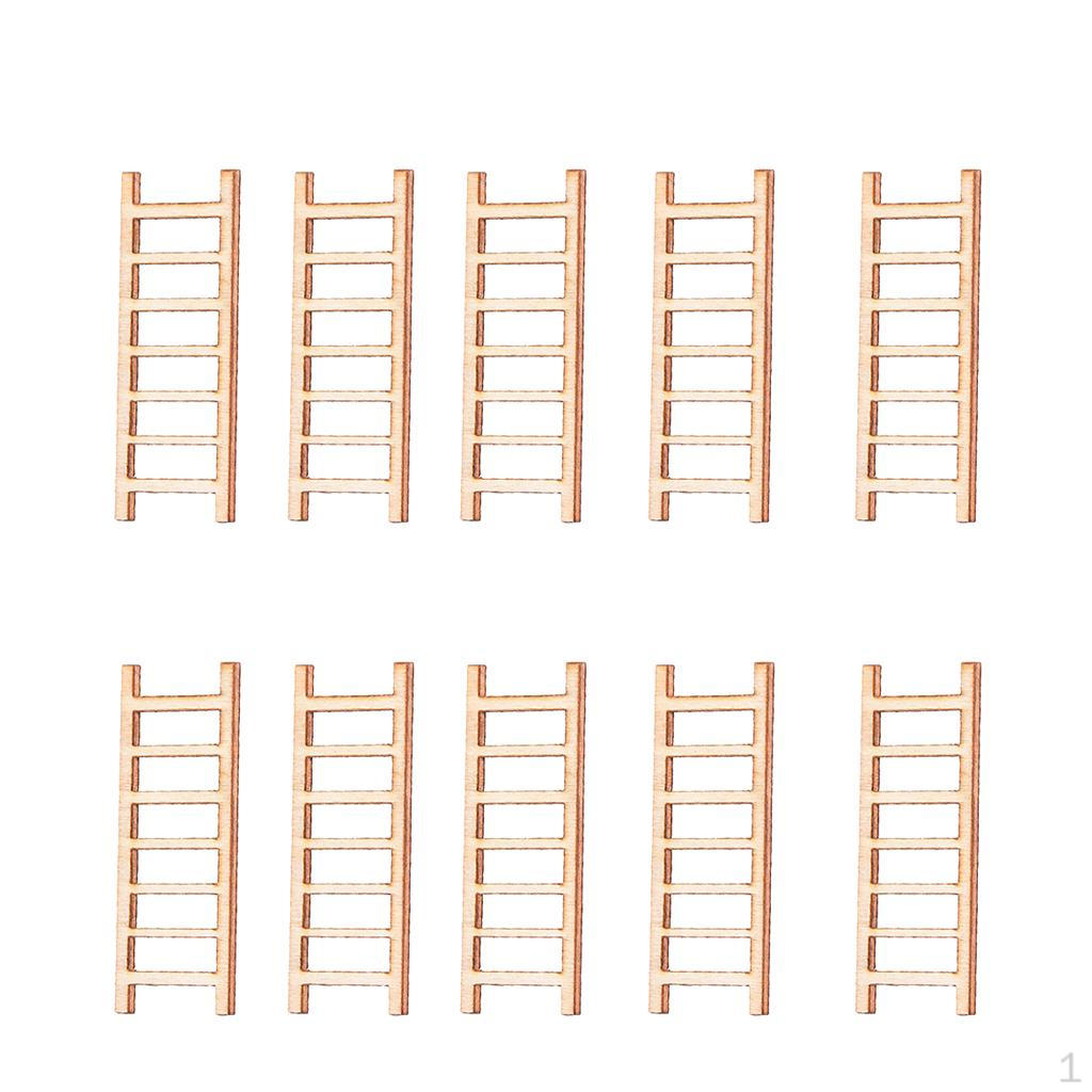 

10 Pieces Micro Landscape Decor Wooden Ladder Ornament Garden crafts