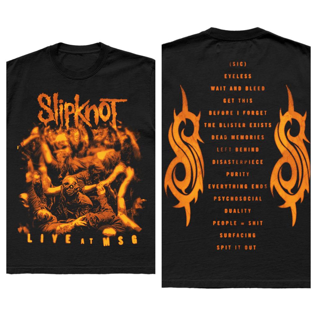 Slipknot 2021 Nordamerika-Tour Bandmitglieder Maske Doppelseitiges Vintage T-Shirt, Unisex Nu-Metal Fan Streetwear Tee, 100% Baumwolle Lässiges Kurzarmshirt