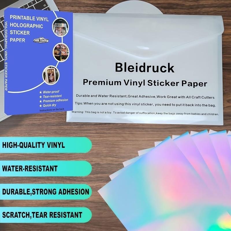 5Pcs Holographic Sticker Paper Clear Vinyl Self-Adhesive Waterproof Transparent Cold Laminating Film For Crafts