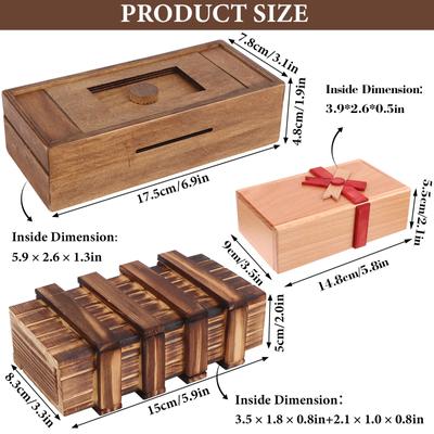 Puzzle Box 3 balení Dřevěná tajná puzzle krabička se skrytou přihrádkou 3D hlavolam Magické zásuvky Tajemná magická krabička Dřevěná krabička Puz