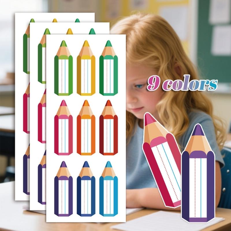 10 Stück bunte Namensetiketten für Kinder für Stifte Wiederverwendbar Cartoon-Designs Sicheres Ungiftiges Papier Schulzubehör