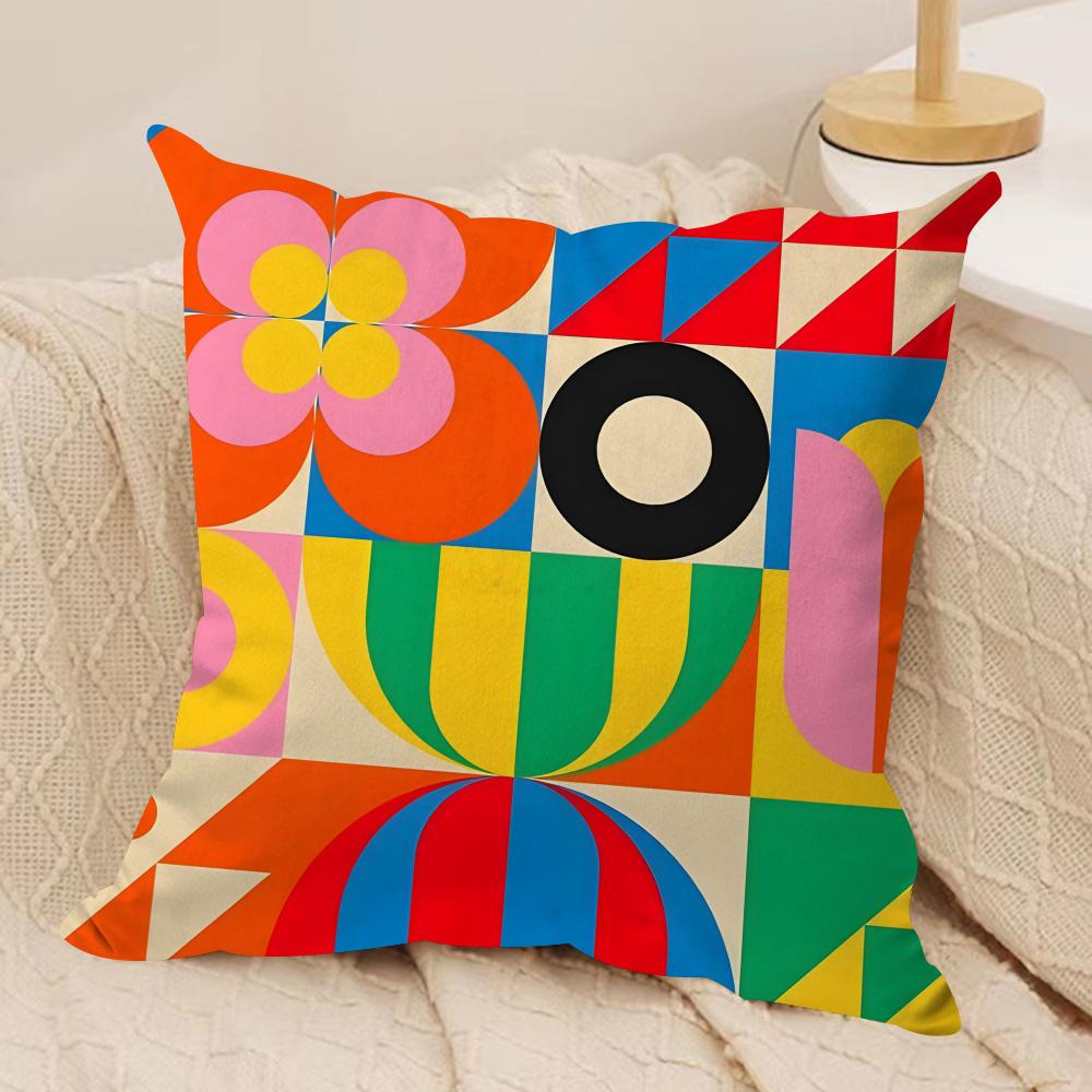 Geometric Patterns Cushion Cover Short Plush Doublesided Print Square Throw Pillow Covers Sofa Home Cushion Decor