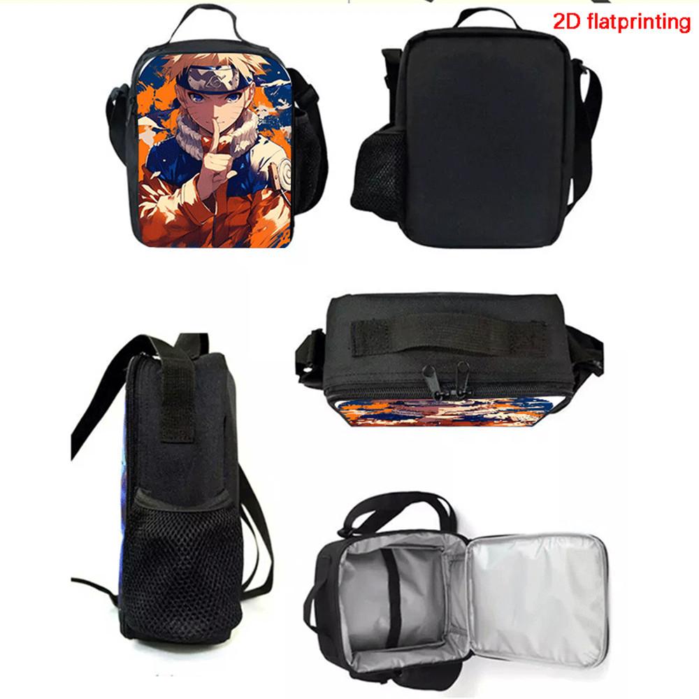 3Pcs NARUTO Cartoon School Bag Set Lightweight Backpack With Front Pocket Lunch Bag And Pencil Case For Boys Girls Kids Age 5-10