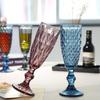 3Pcs Embossed Glass Champagne Glass Colored Thickened Wine  Restaurant Hotel Banquet Goblet