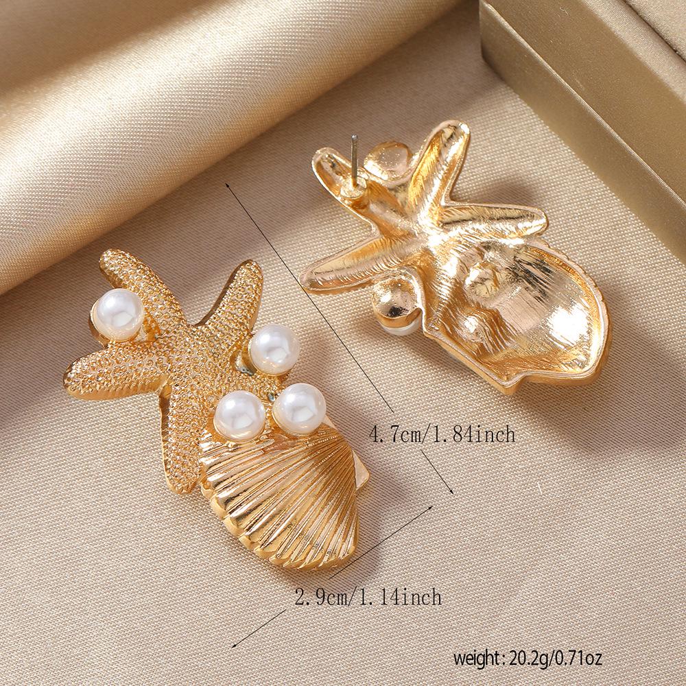 European & American Niche Popular Metal Starfish Pendant Earrings for Women