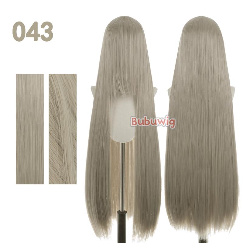 Bubuwig Synthetic Hair 100cm Long Straight Pure Color Cosplay Wigs Over 100 Colors Black White Red Blue Brown Wig Heat Resistant