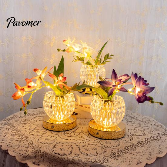 Elegantes Geschenk für Frauen Blumige Tischlampe, 3-farbige Orchideen-Nachtlicht, Wiederaufladbar Kabellos Touch-Dimmbar Künstliche Steuerung Nachttischlampe LED