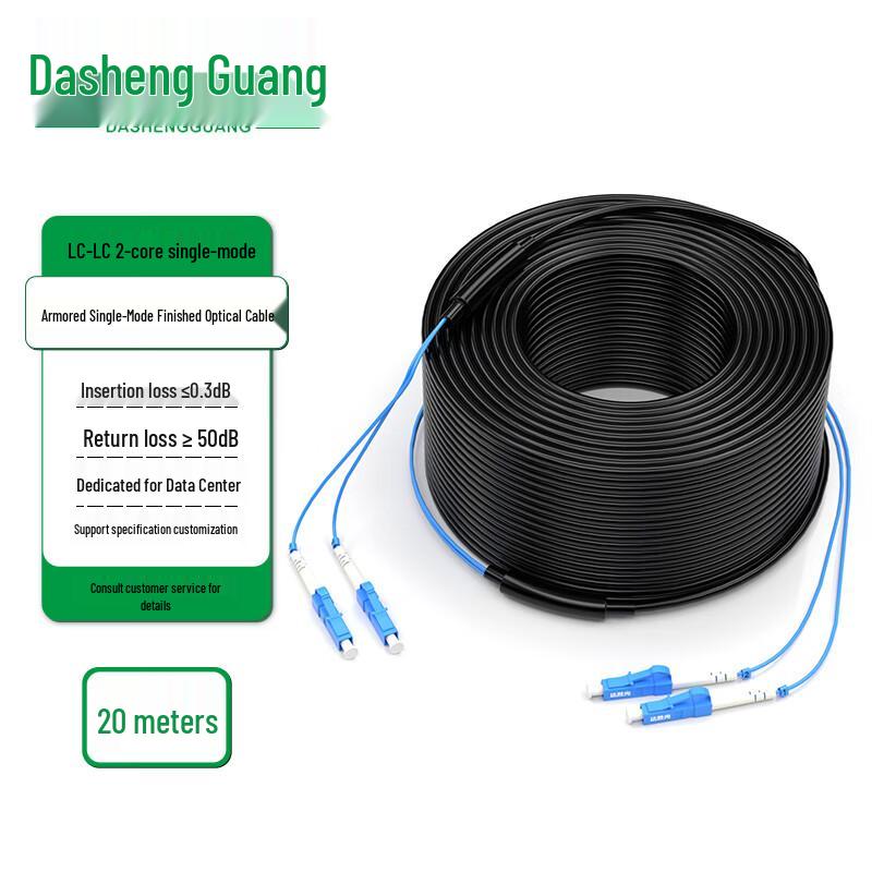 Dasheng Optic Outdoor Armored Single-mode LC-LC Fiber Optic Cable 20m