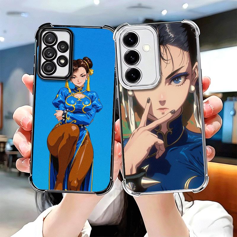 ChunLi S-Street F-FighterS Plating Phone Case For Samsung A17 A07 A37 A57 A16 A56 A15 A55 A14 A54 A13 A53 A26 A36 A25 A35 A24 A3