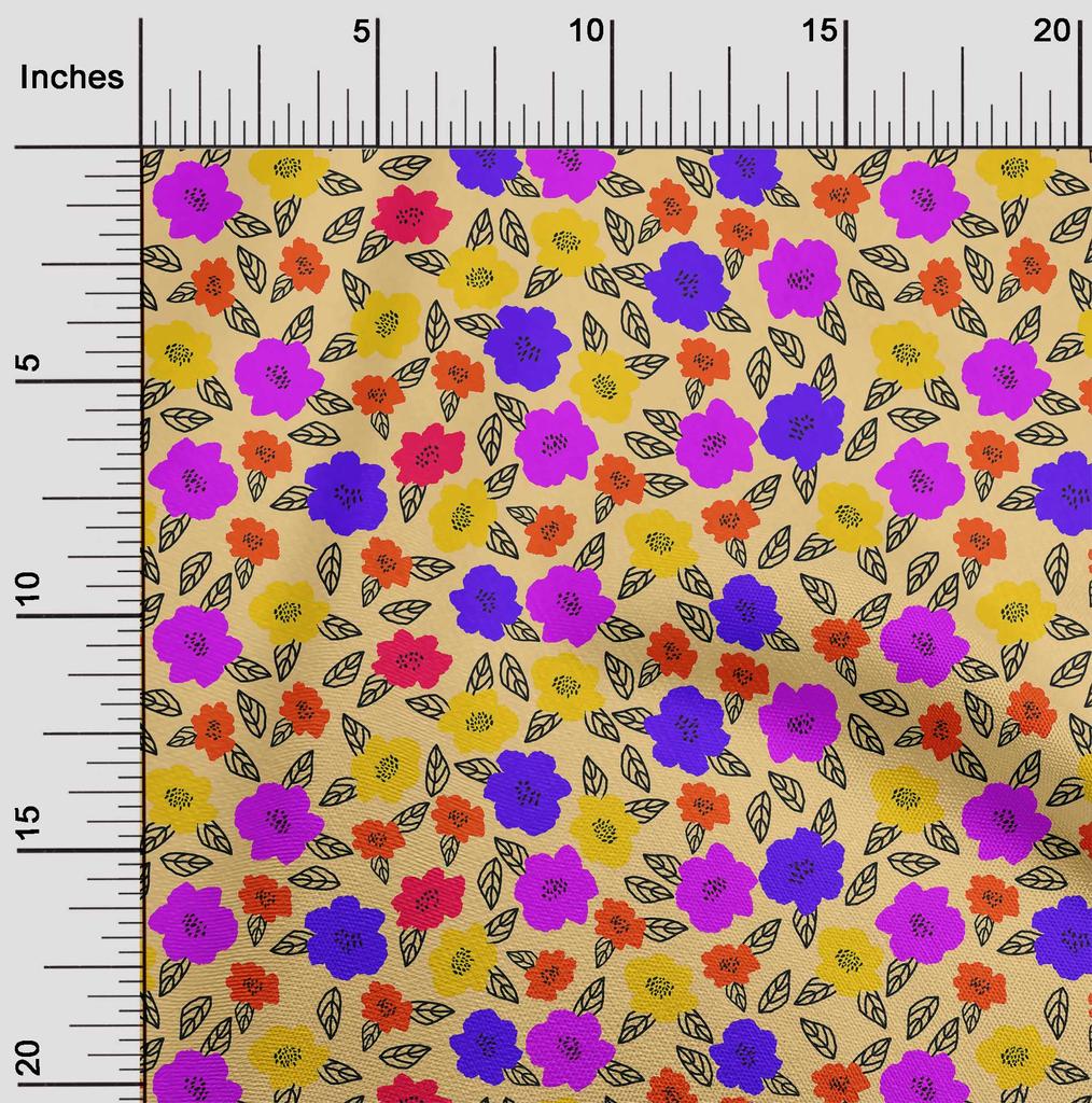oneOone Cotton Flex Ronchi Fabric Leaves & Flower Quilting Supplies Print Sewing Fabric By The Yard 40 Inch
