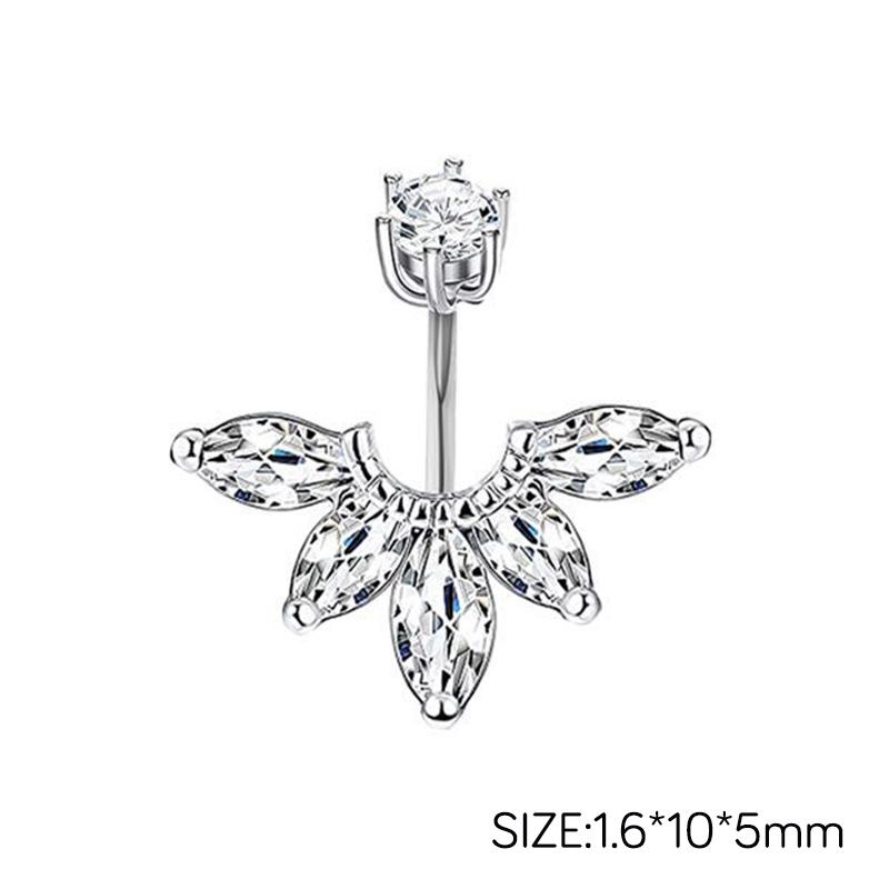 

Woman Belly Button Piercing Stainless Steel Flowers Piercing Accessories Crystal срібний