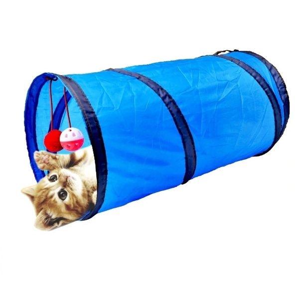 Pet Tunnel with Bell and Ball Dog and Blue Cat