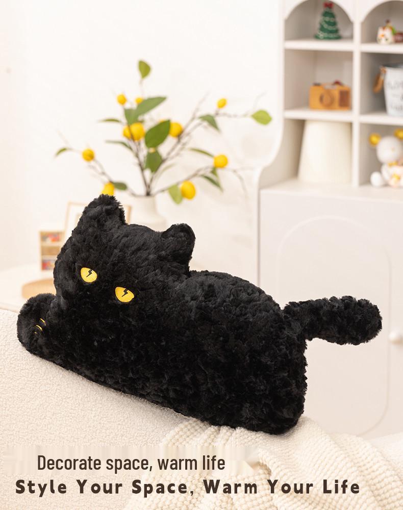 Creative Cartoon Corgi & Black Cat Animal Pillow - Long Lumbar Support Cushion for Sofa or Dorm