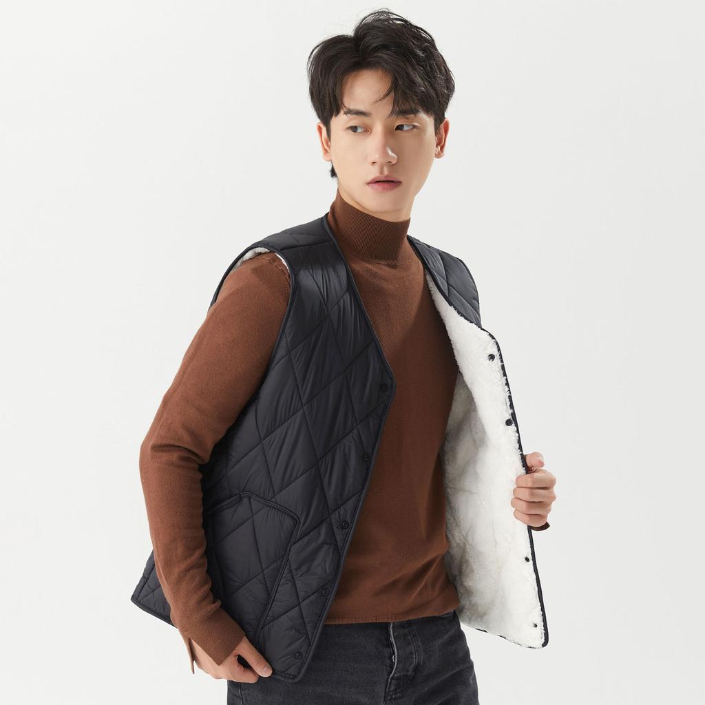 Herren Väter tragen gepolsterte warme Mittel- und ältere erhöhte Weste Futtertaschen Herren Diamant kurze Weste Bequem und stilvoll, um warm zu halten 2161