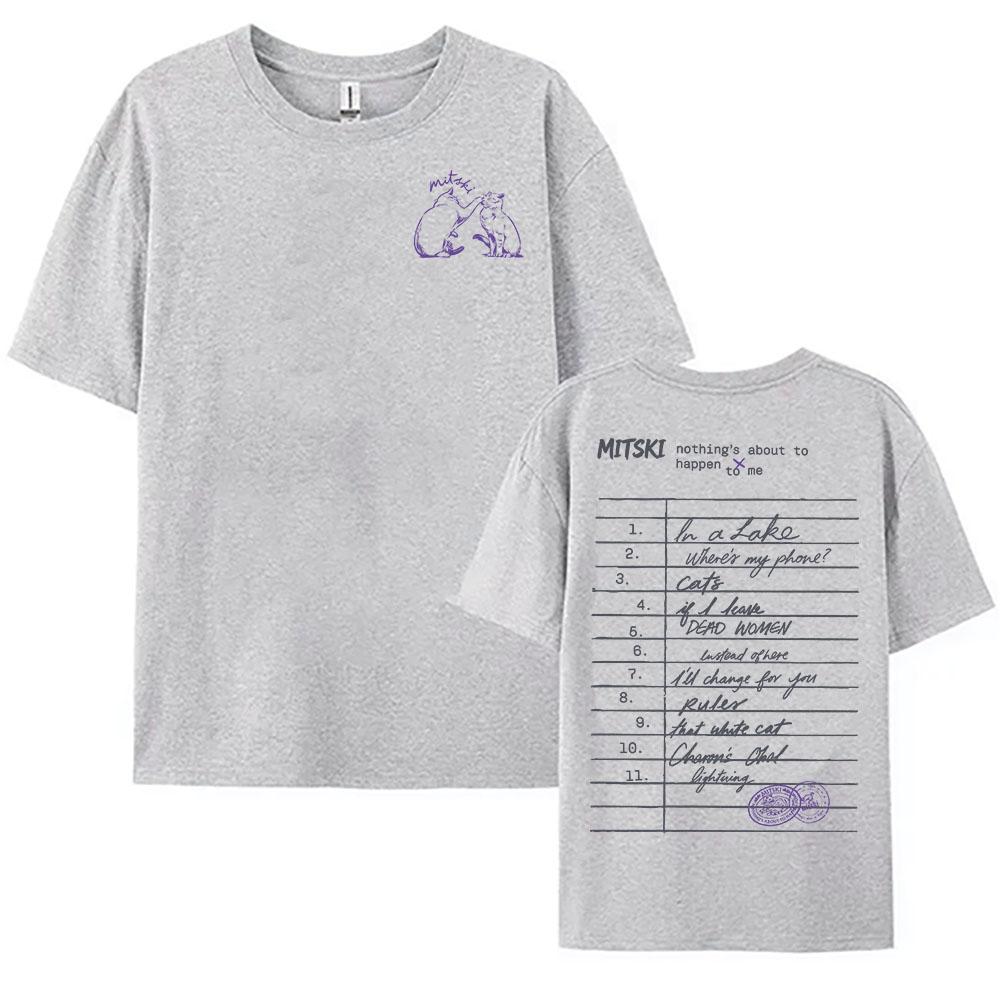 Mitski Nothing's about To Happen To Me Tee Short Sleeve Loose Summer Female Tshirts Women Men Clothes Singer Graphic Print Merch