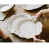 French Baroque Vintage Relief Dinner Plate Nordic Vintage Solid Color Carving Craft Dishes and Plates Sets Household Kitchenware