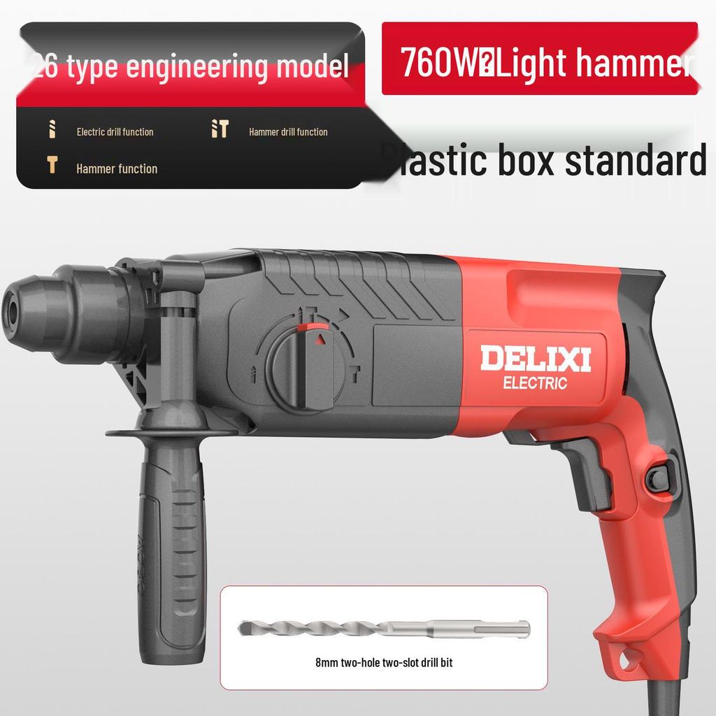 Delixi Multi-Function Electric Hammer: High-Power 3-in-1 Drill for Concrete, Household & Industrial Use