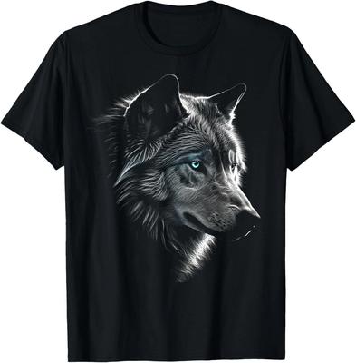 Wolf Porträt Blaue Augen - Kunstwerk Tiermotiv Wolf T-Shirt