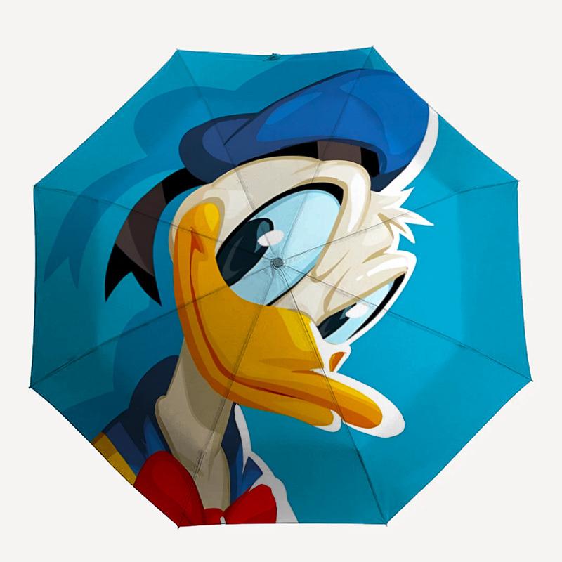 

1pc Donald Duck Automatic Folding Umbrella: Compact 8-rib Design Cartoon Travel Companion for Outdoor, Casual Accessory