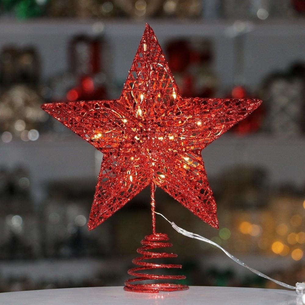 Lightweight Tree Top Star Metal Xmas Tree Decorations Glitter Christmas Star Home Decor
