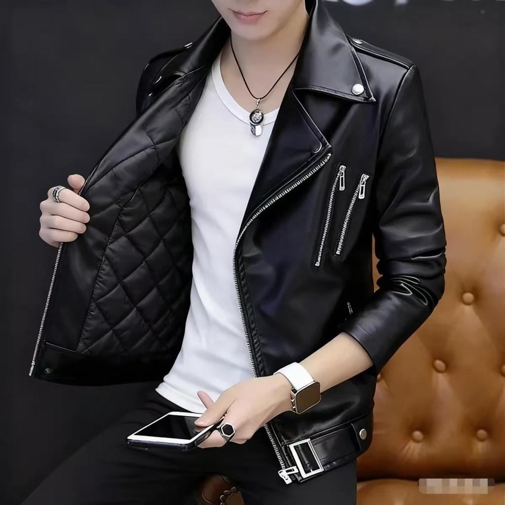 Men's PU leather jacket men's spring and autumn American retro loose casual boys trendy brand tooling