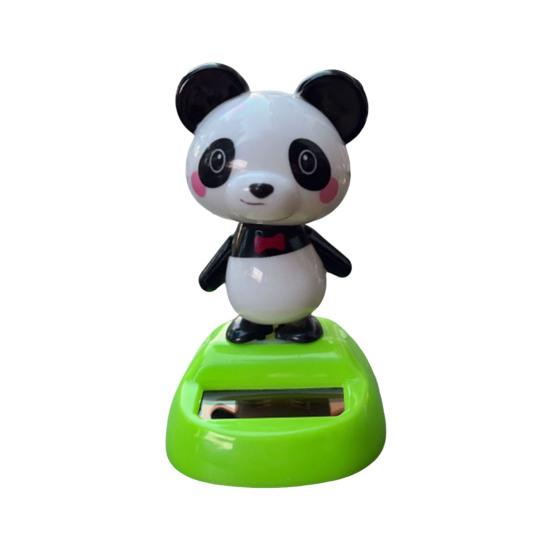Car Ornament Solar-Powered Panda Dashboard Nodding Toy Car Interior Decoration with Swing Head Cute Car Dashboard Accessory Fun Gift for Car Lovers