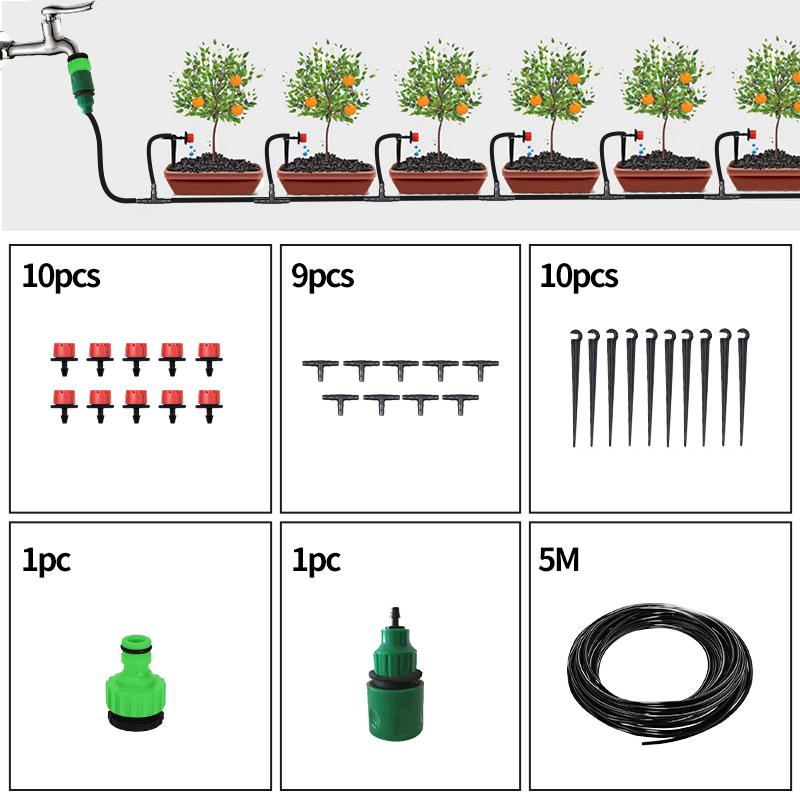 5-50m Drip Irrigation System Greenhouse Automatic Watering Kits Garden Hose Micro Drip Watering Kits with Adjustable Drippers