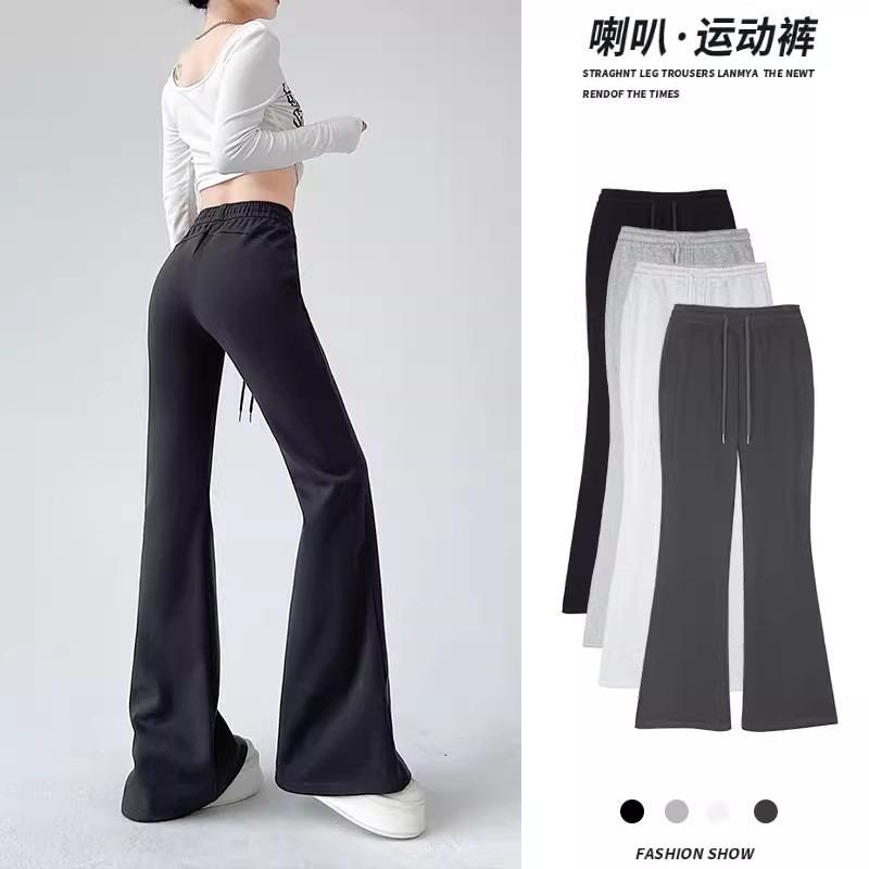 Micro-pull sweatpants women's spring and autumn new high-waisted and thin flared pants small casual gray sweatpants