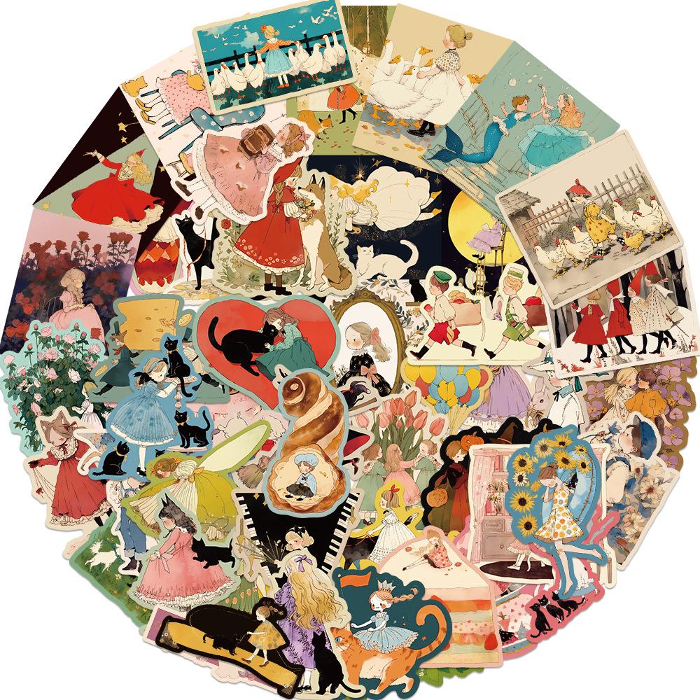 50PCS Vintage Fairy Tale Stickers for Laptop Water Bottle Luggage Phone Waterproof Graffiti Vinyl Decals