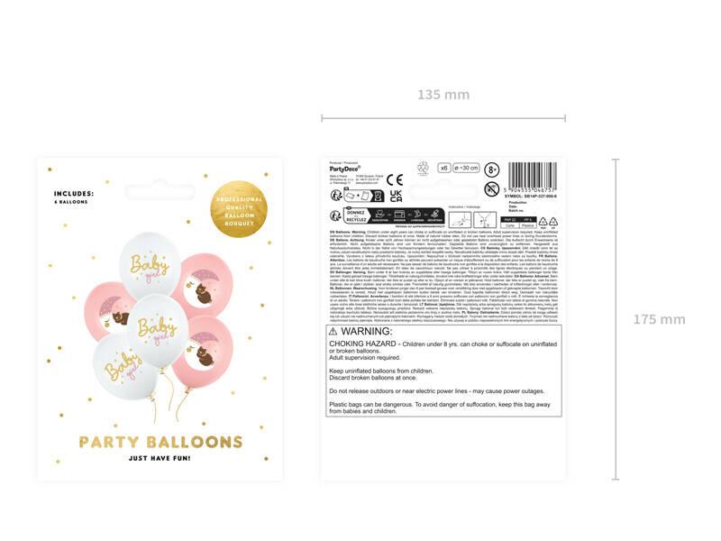 Balony Lateksowe Baby Girl, 30Cm, 6Szt.