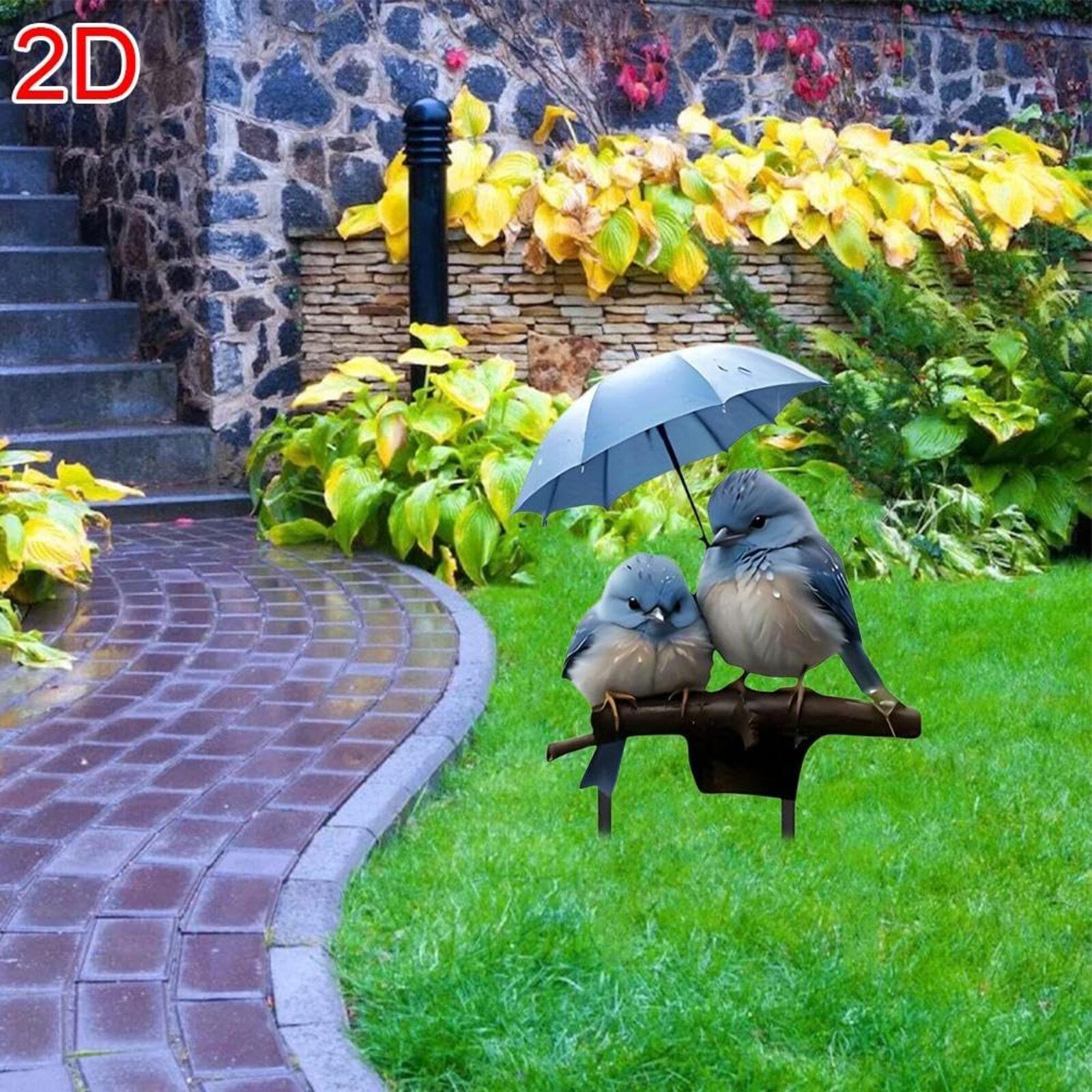 2D Acrylic Flat Acrylic Bird Garden Stake, Blue Bird Acrylic Garden Stake With Umbrella One Size