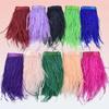 Feather1Meters Colored Ostrich Feathers On Tape Tassel Fringe Trim Ribbon 10-15cm 4-6" White Feather Trims Decor for Clothes Decoration