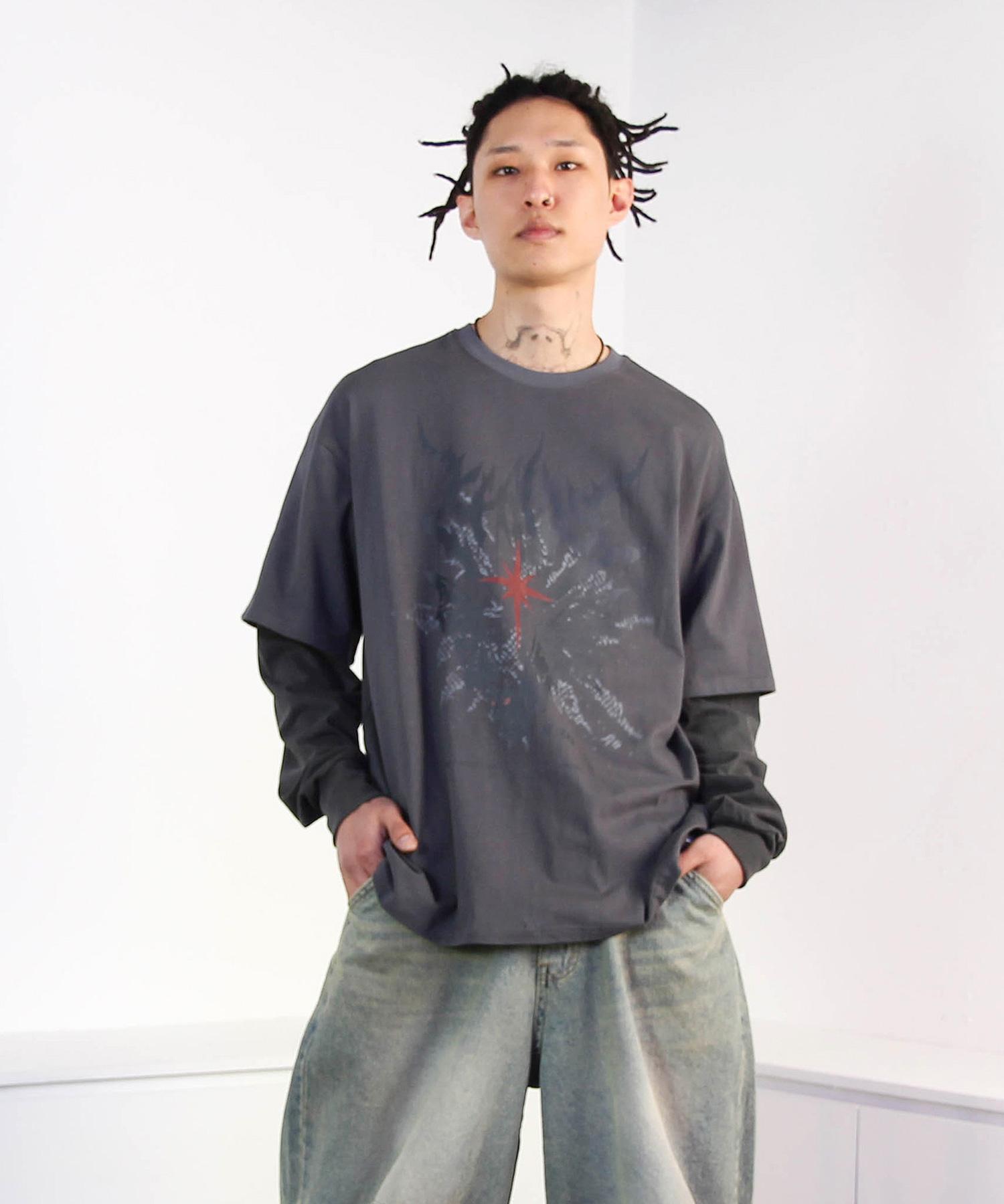 Mix J Bat Layered Long Sleeve (Charcoal) Charcoal