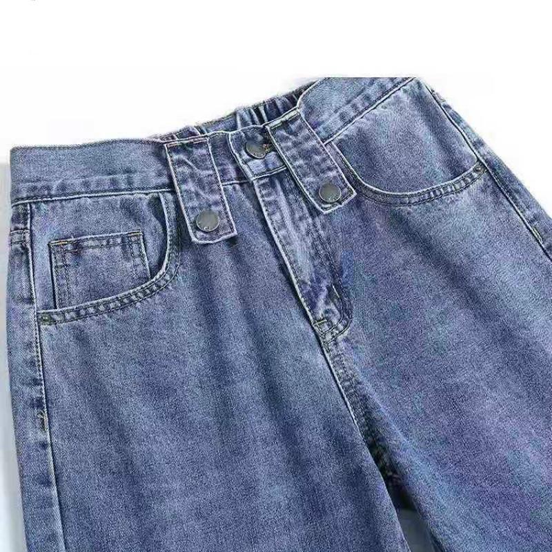 Pantalon Femme Jambe Large Taille Haute Stretch Pantalon Business Couleur Unie Tissu Confortable - Bleu Bleu - Prêt-à-Porter