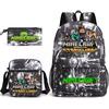 Large Capacity Schoolbag with Shoulder Strap; Student Three-piece Pencil Case Set