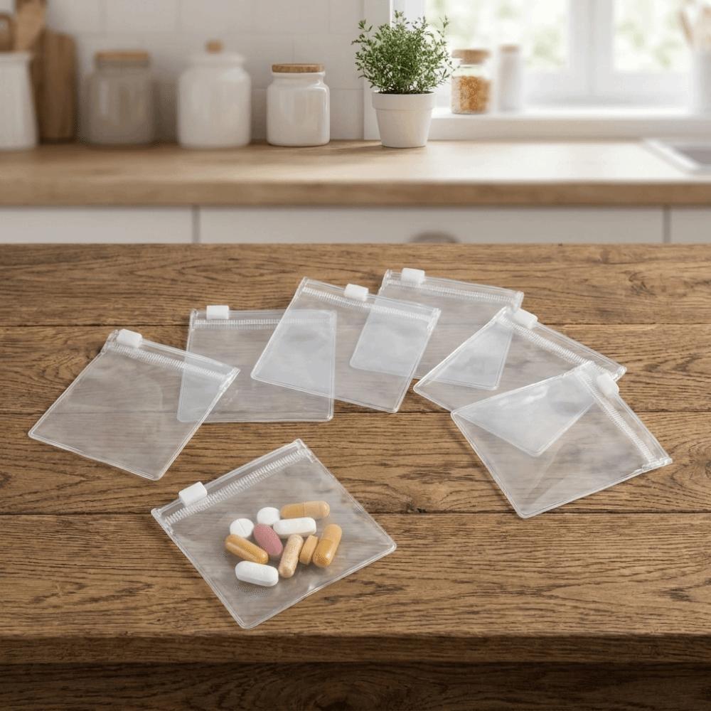 10PCS Waterproof Self‑Sealing Pill Organizer Clear Small Item Storage Bag Zipper Pill Bags  for Home