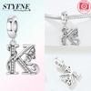 925 Silver Charms Zircon Beaded Butterfly Letter Pendant Fit Bracelet Accessories Bead Fashion Jewelry Making Fine Jewelry Gift