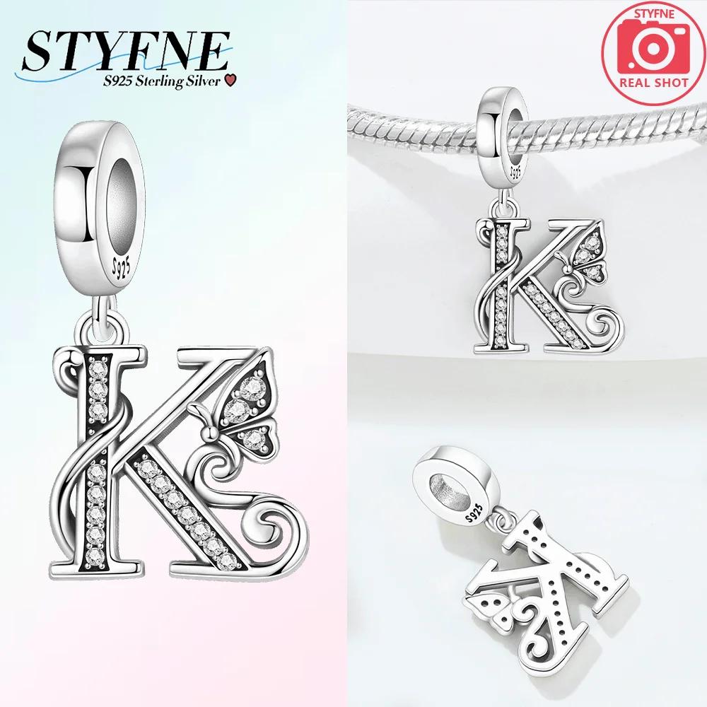 925 Silver Charms Zircon Beaded Butterfly Letter Pendant Fit Bracelet Accessories Bead Fashion Jewelry Making Fine Jewelry Gift