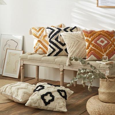 Geometric Throw Pillow for Living Room Bohemia Tassels for Sofa Couch Boho Pillow Cover Home Textile Cushion Covers Pillow Case