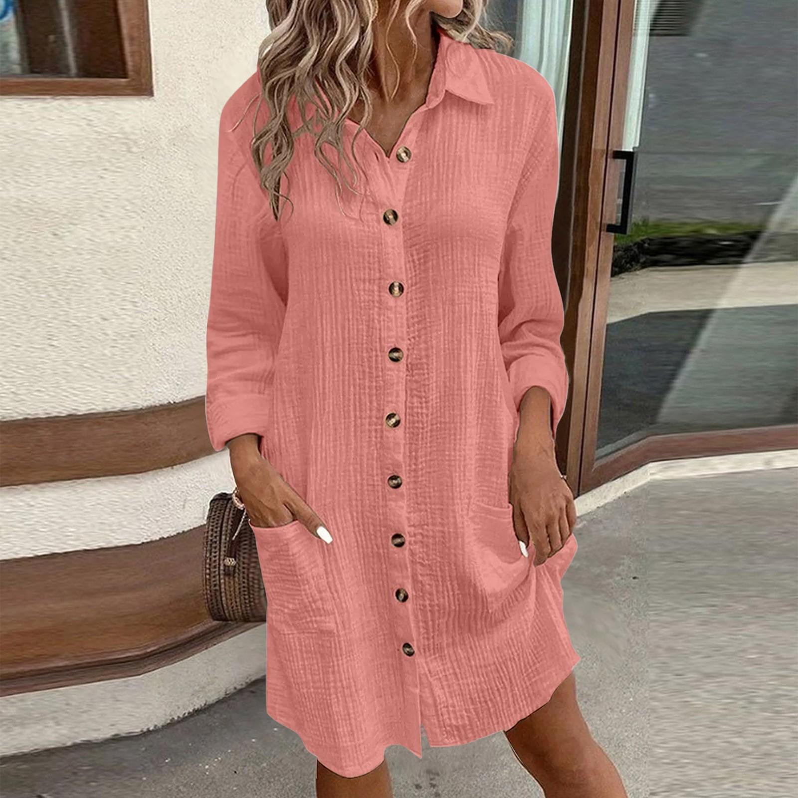 

13/5000 Women s Fashionable V-neck Loose Long-sleeved Dress XL